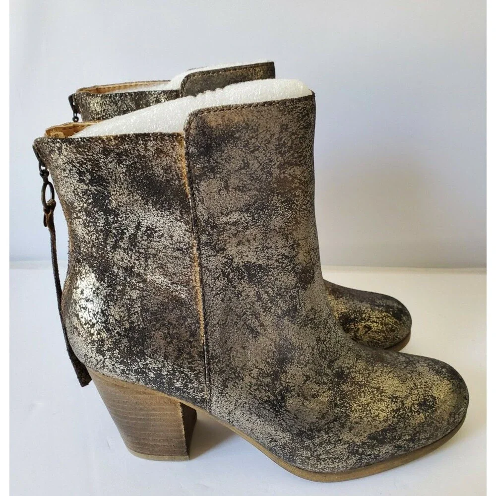 DENIM & SUPPLY RALPH LAUREN MARIELA Metallic Silver LEATHER BOOTIE Boots 8 B